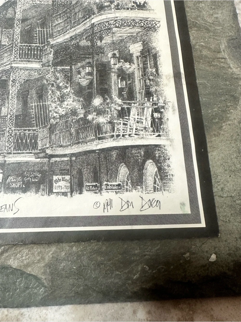 Framed Black & White New Orleans Architectural Slate Wall Art by Don Davey.